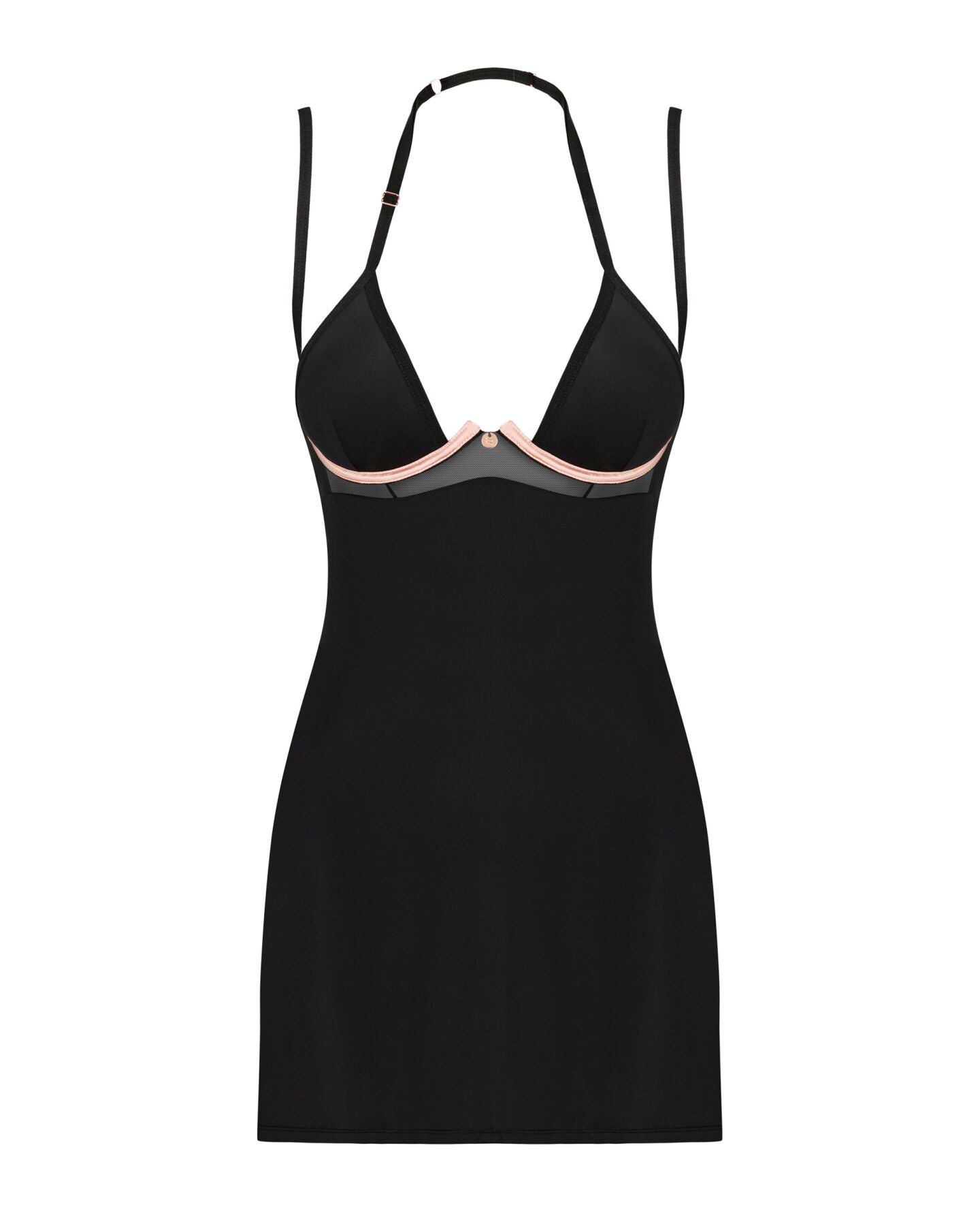 Obsessive (Польща) Сорочка Obsessive Selinne chemise & thong M/L Black, стрінги, подвійні бретелі