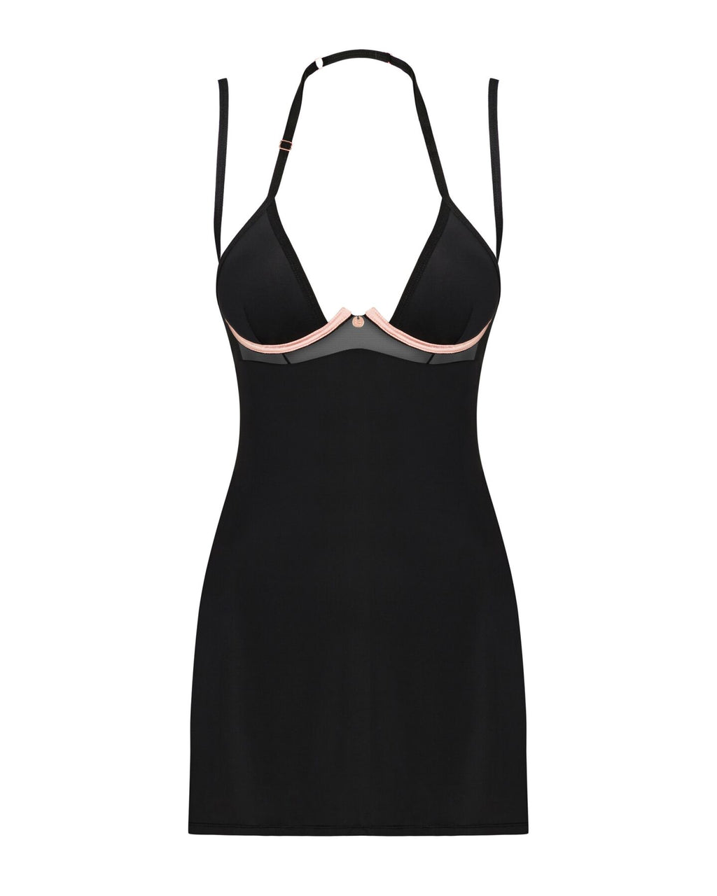 Obsessive (Польща) Сорочка Obsessive Selinne chemise & thong XL/2XL Black, стрінги, подвійні бретелі