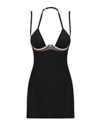 Сорочка Obsessive Selinne chemise & thong XL/2XL Black, стрінги, подвійні бретелі