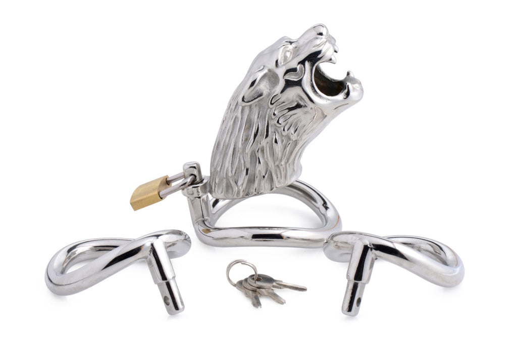 Master Series (США) Клітка для пеніса Master Series: Tiger King Cock Cage With Lock, три кільця, замок, три ключі