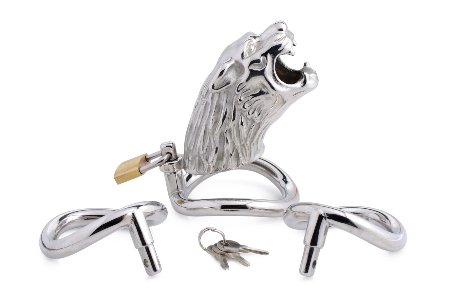 Master Series (США) Клітка для пеніса Master Series: Tiger King Cock Cage With Lock, три кільця, замок, три ключі