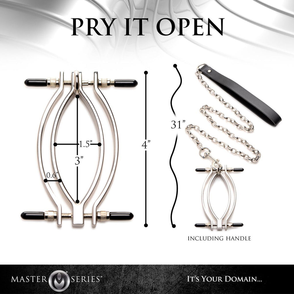Master Series (США) Затискач для статевих губ Master Series: Pussy Tugger Adjustable Vagina Clamp with Chain