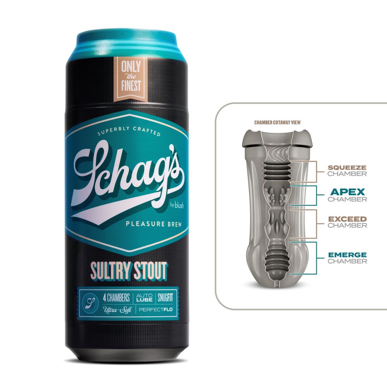 Blush (США) Мастурбатор – банка пива Blush Schag's – Sultry Stout Masturbator – Frosted, самозмащуваний, вакуум