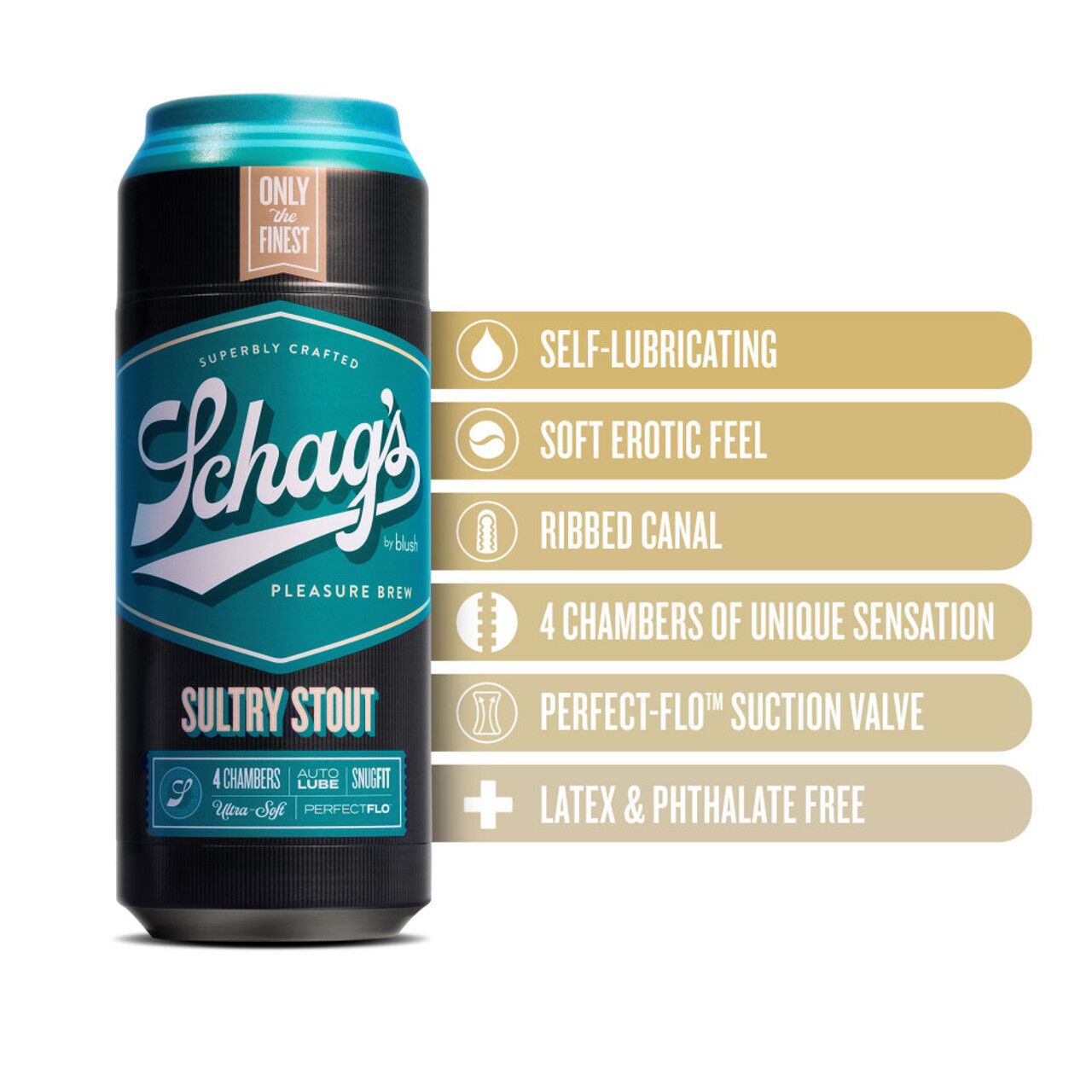 Blush (США) Мастурбатор – банка пива Blush Schag's – Sultry Stout Masturbator – Frosted, самозмащуваний, вакуум