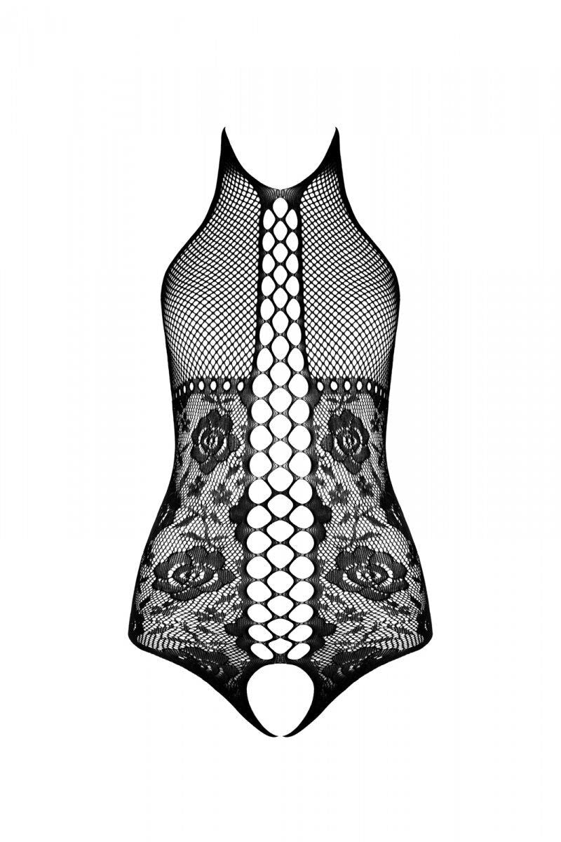 Passion (Польща) Бодістокінг з імітацією корсетної шнурівки Passion BS094 One Size, red, квітковий візерунок, з досту
