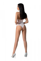 Бодістокінг з імітацією корсетної шнурівки Passion BS094 One Size, white, квітко