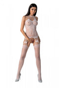 Passion (Польща) Бодістокінг з безліччю бретелей Passion BS095 One Size, white, імітація пояса та панчіх, з доступом