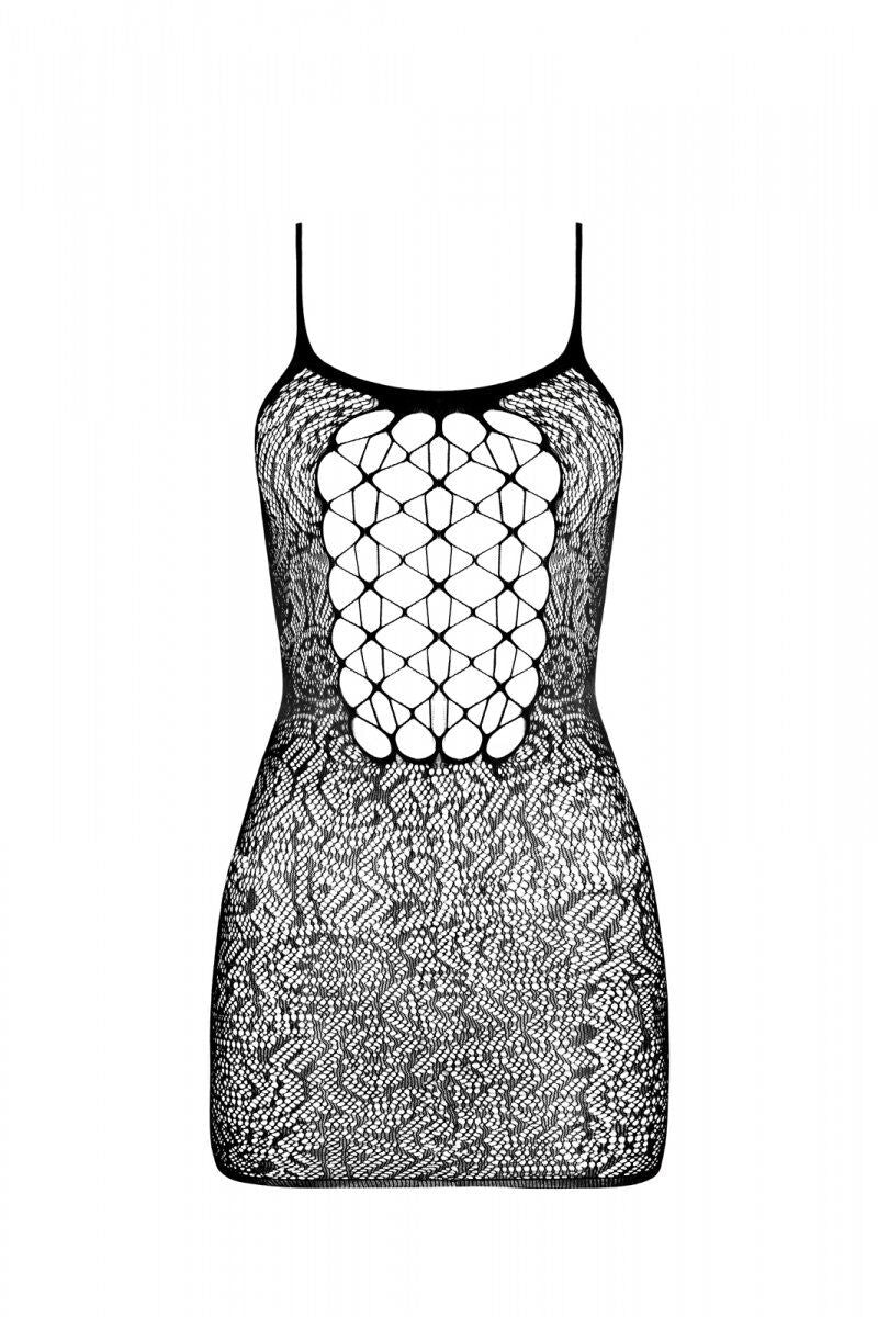 Passion (Польща) Ажурна мінісукня на тонких бретелях Passion BS096 One Size, black, плетіння на грудях