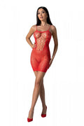 Passion (Польща) Ажурна мінісукня на тонких бретелях Passion BS096 One Size, red, плетіння на грудях