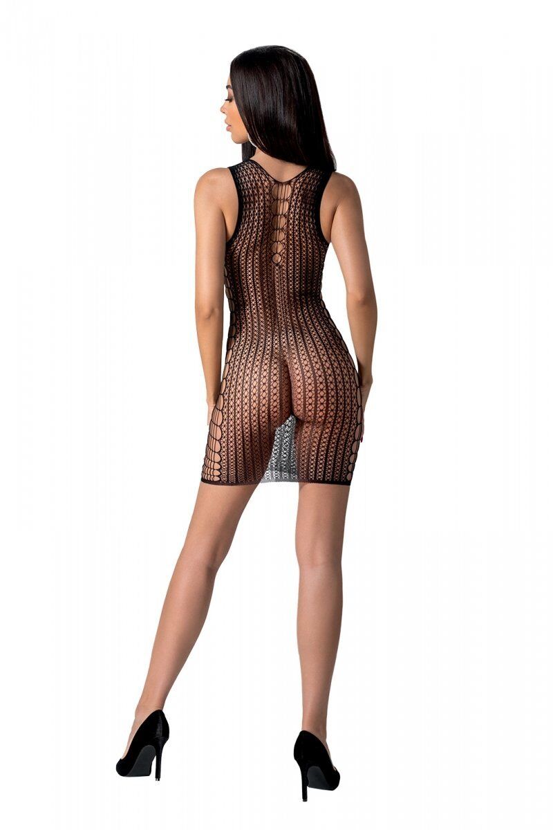 Passion (Польща) Мінісукня з вертикальним візерунком Passion BS097 One Size, black, плетіння з боків