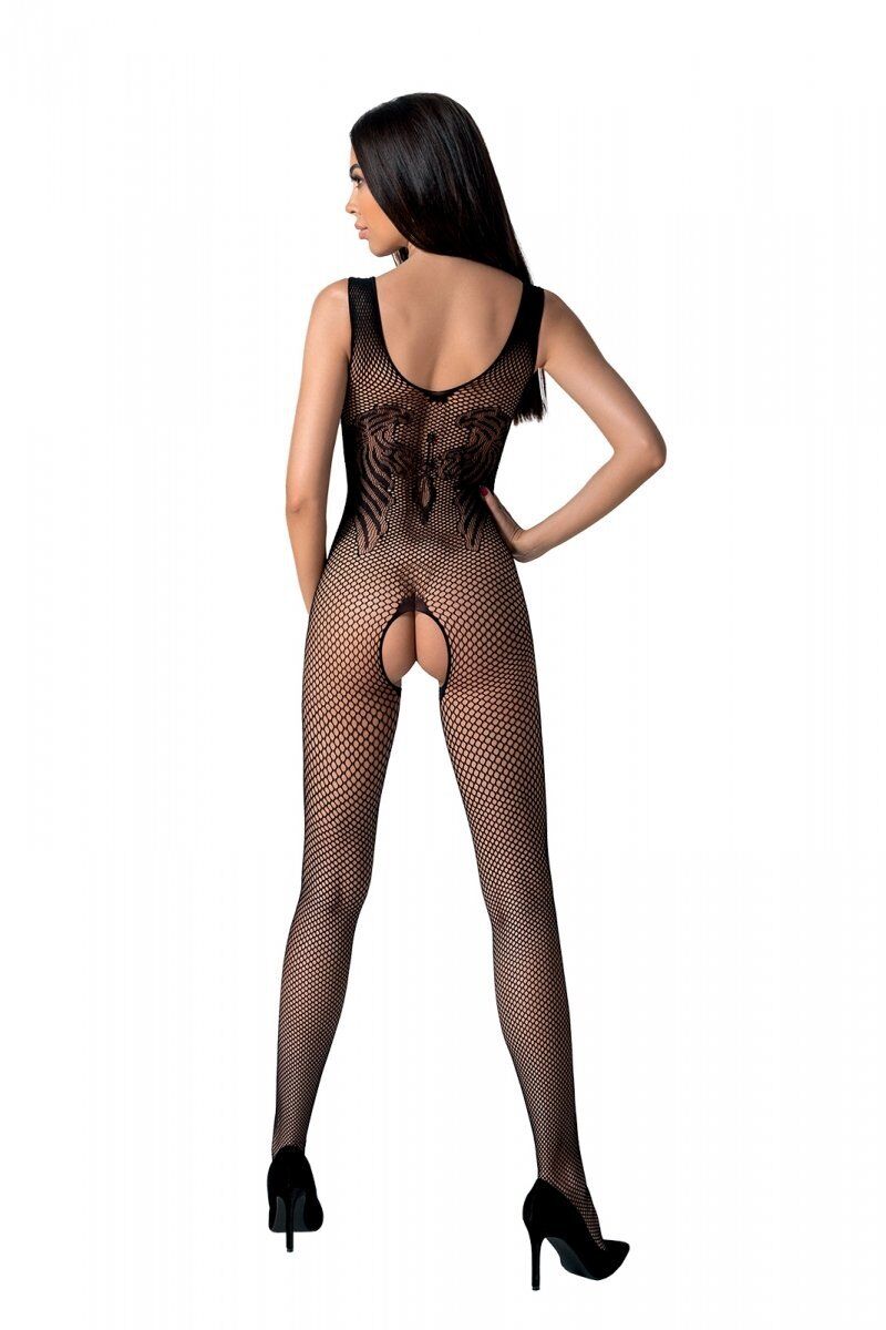 Passion (Польща) Бодістокінг з крилами Passion BS098 One Size, black, середня сітка, відкритий доступ
