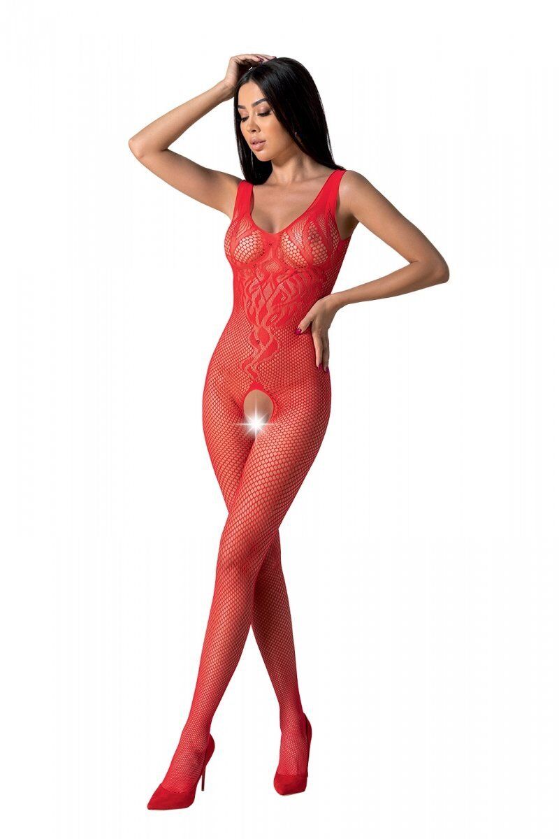 Passion (Польща) Бодістокінг з крилами Passion BS098 One Size, red, середня сітка, відкритий доступ