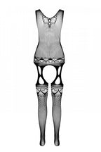 Бодістокінг з плетінням на грудях Passion BS099 One Size, white, відкритий доступ, імітація підв’язо