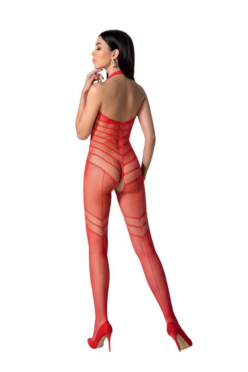 Passion (Польща) Бодістокінг з плетінням на животику Passion BS100 One Size, red, декоративний шов, з доступом