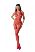 Passion (Польща) Бодістокінг з плетінням на животику Passion BS100 One Size, red, декоративний шов, з доступом