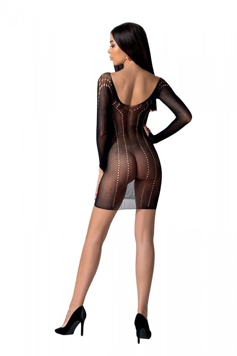 Passion (Польща) Напівпрозора мінісукня Passion BS101 One Size, black, рукави-мітенки