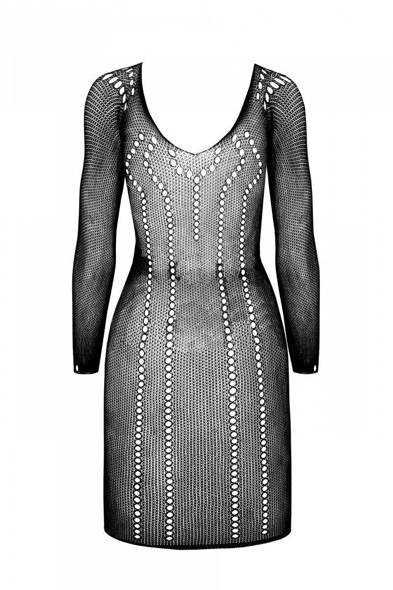Passion (Польща) Напівпрозора мінісукня Passion BS101 One Size, black, рукави-мітенки
