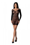 Passion (Польща) Напівпрозора мінісукня Passion BS101 One Size, black, рукави-мітенки