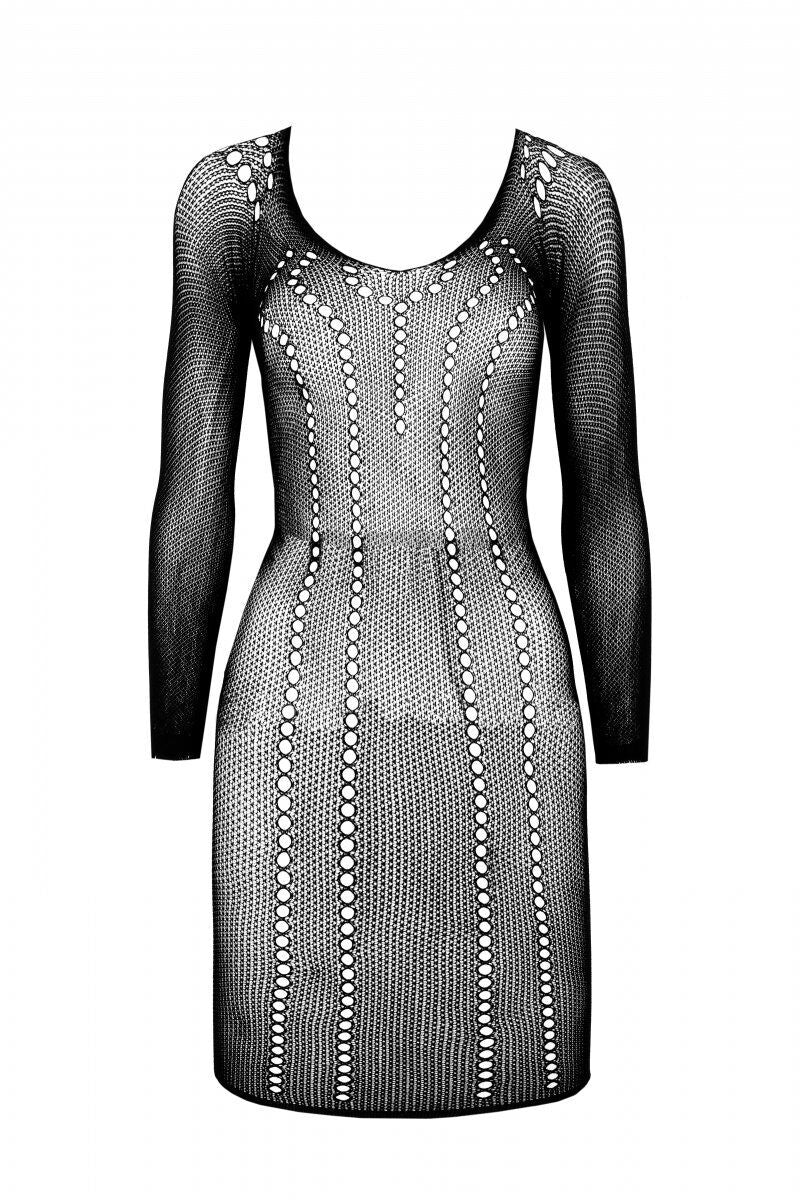 Passion (Польща) Напівпрозора мінісукня Passion BS101 One Size, black, рукави-мітенки