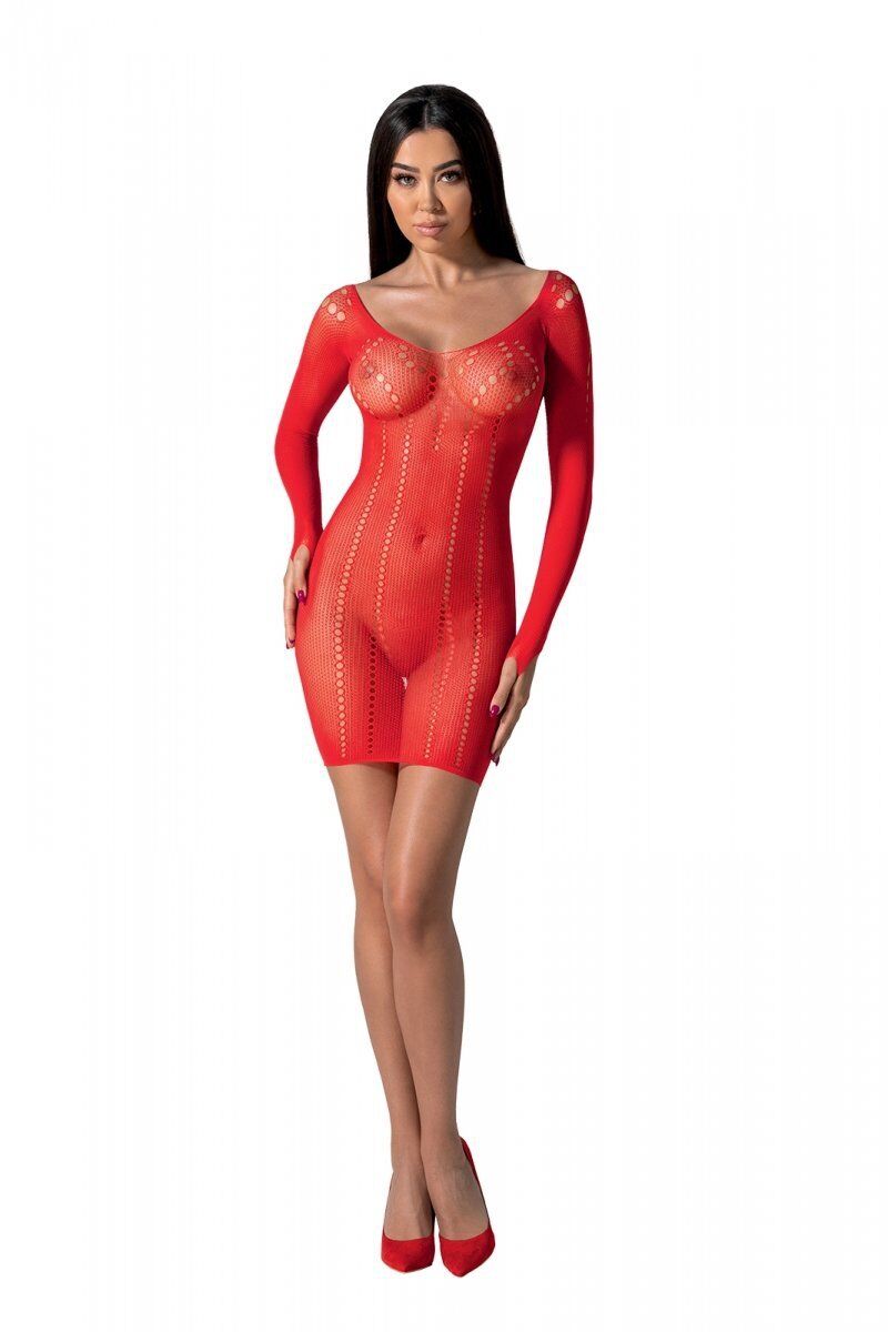 Passion (Польща) Напівпрозора мінісукня Passion BS101 One Size, red, рукави-мітенки