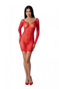 Passion (Польща) Напівпрозора мінісукня Passion BS101 One Size, red, рукави-мітенки