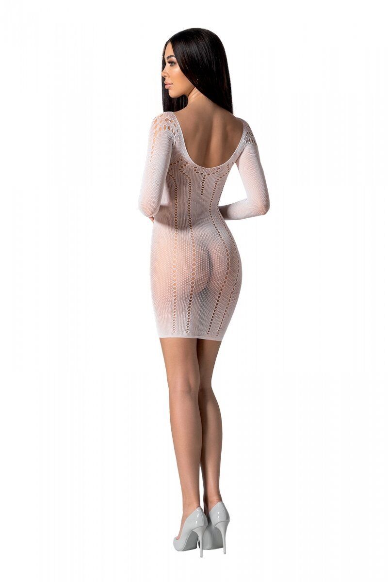 Passion (Польща) Напівпрозора мінісукня Passion BS101 One Size, white, рукава-мітенки