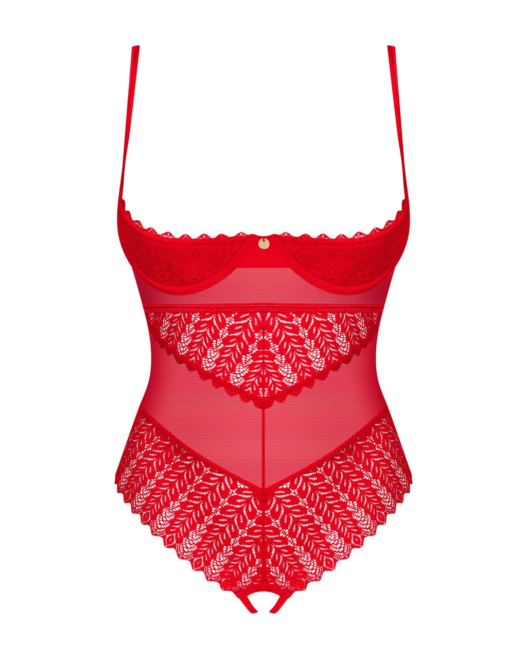 Obsessive (Польща) Боді з доступом Obsessive Ingridia crotchless teddy XL/2XL, червоне, відкриті груди
