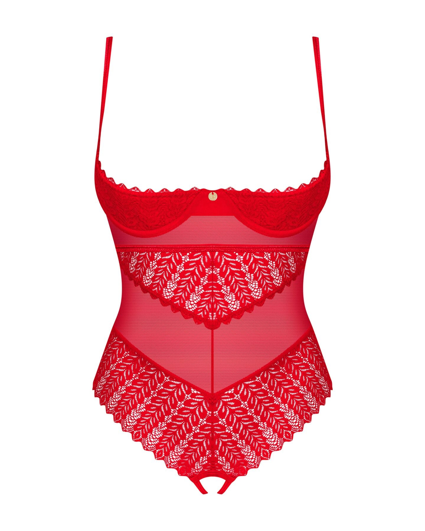 Obsessive (Польща) Боді з доступом Obsessive Ingridia crotchless teddy XL/2XL, червоне, відкриті груди