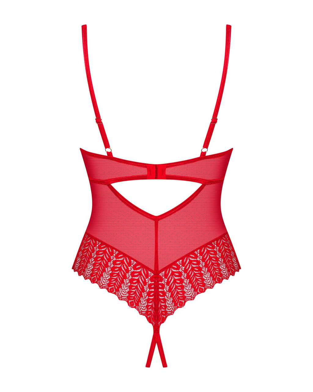 Obsessive (Польща) Боді з доступом Obsessive Ingridia crotchless teddy XL/2XL, червоне, відкриті груди
