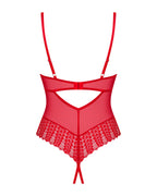 Боді з доступом Obsessive Ingridia crotchless teddy XL/2XL, червоне, відкриті груди