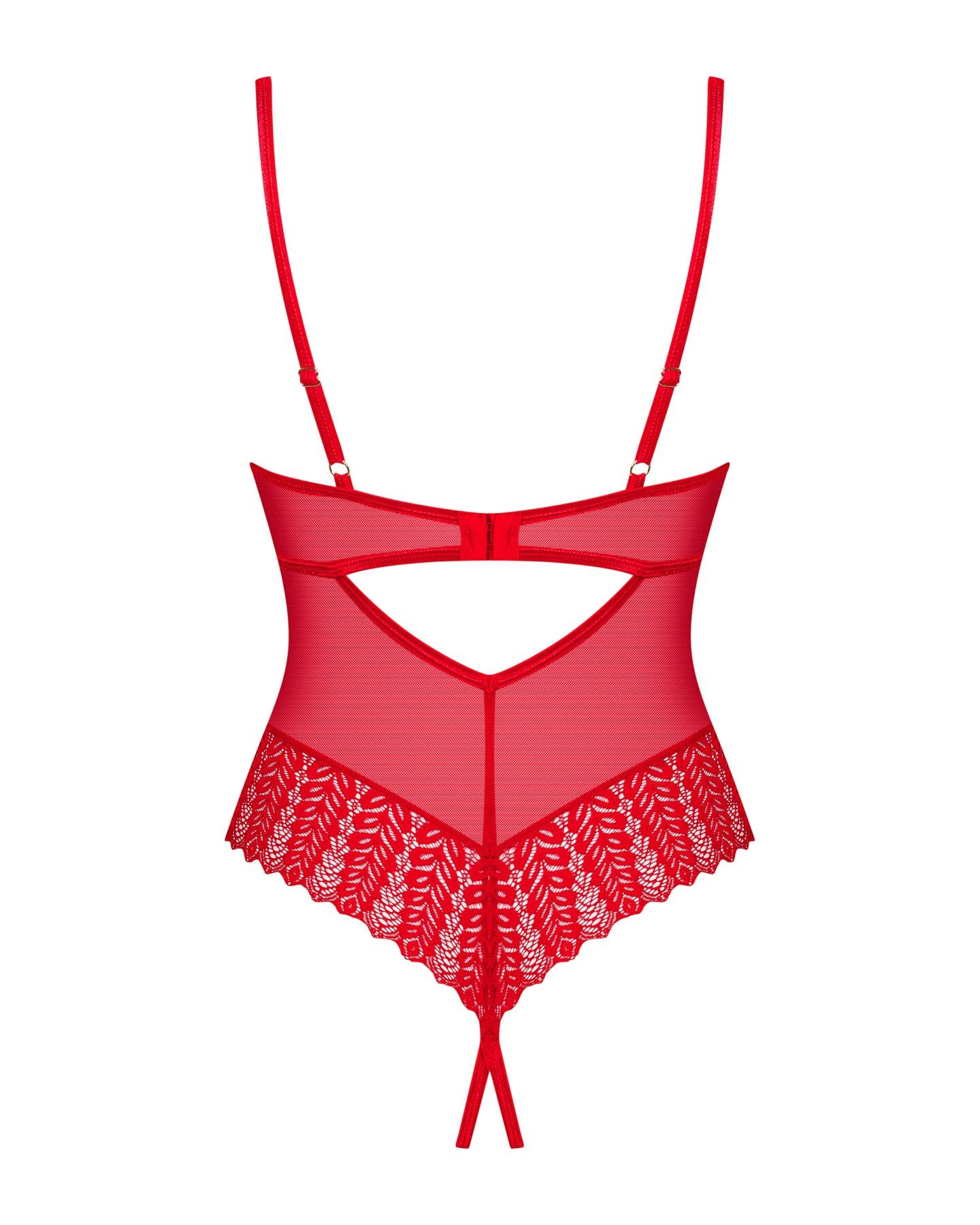 Obsessive (Польща) Боді з доступом Obsessive Ingridia crotchless teddy XL/2XL, червоне, відкриті груди