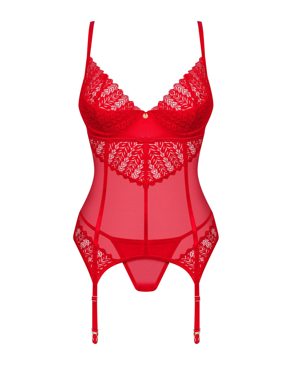 Obsessive (Польща) Комплект корсет та стрінги Obsessive Ingridia corset & thong XS/S, червоний