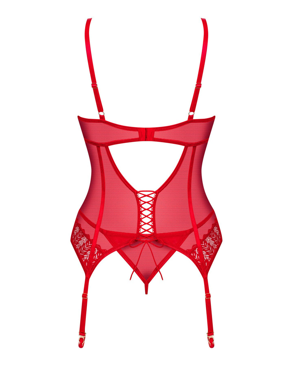 Obsessive (Польща) Комплект корсет та стрінги Obsessive Ingridia corset & thong M/L, червоний