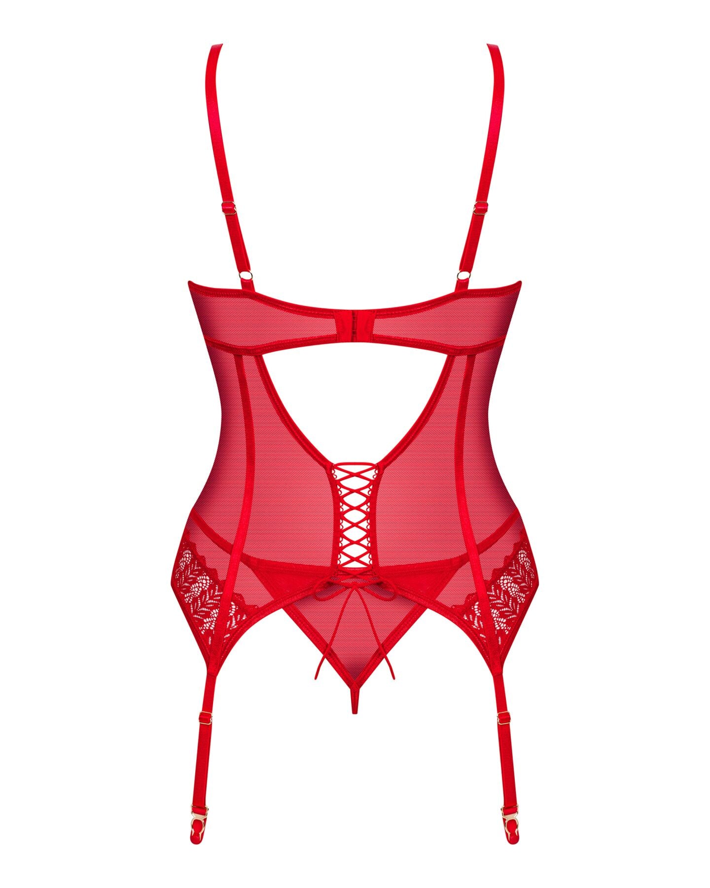 Obsessive (Польща) Комплект корсет та стрінги Obsessive Ingridia corset & thong M/L, червоний