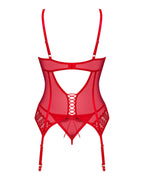 Комплект корсет та стрінги Obsessive Ingridia corset & thong M/L, червоний