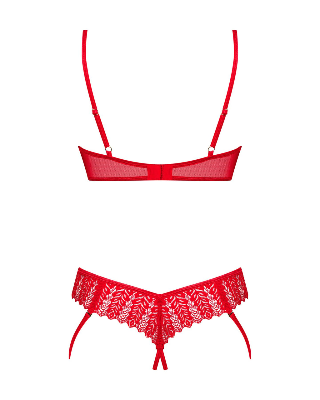 Obsessive (Польща) Комплект Obsessive Ingridia 2-pcs crotchless set XL/2XL, червоний, з доступом, відкриті груди