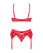 Комплект Obsessive Ingridia 3-pcs set XS/S, червоний, бюстгальтер, стрінги, пояс