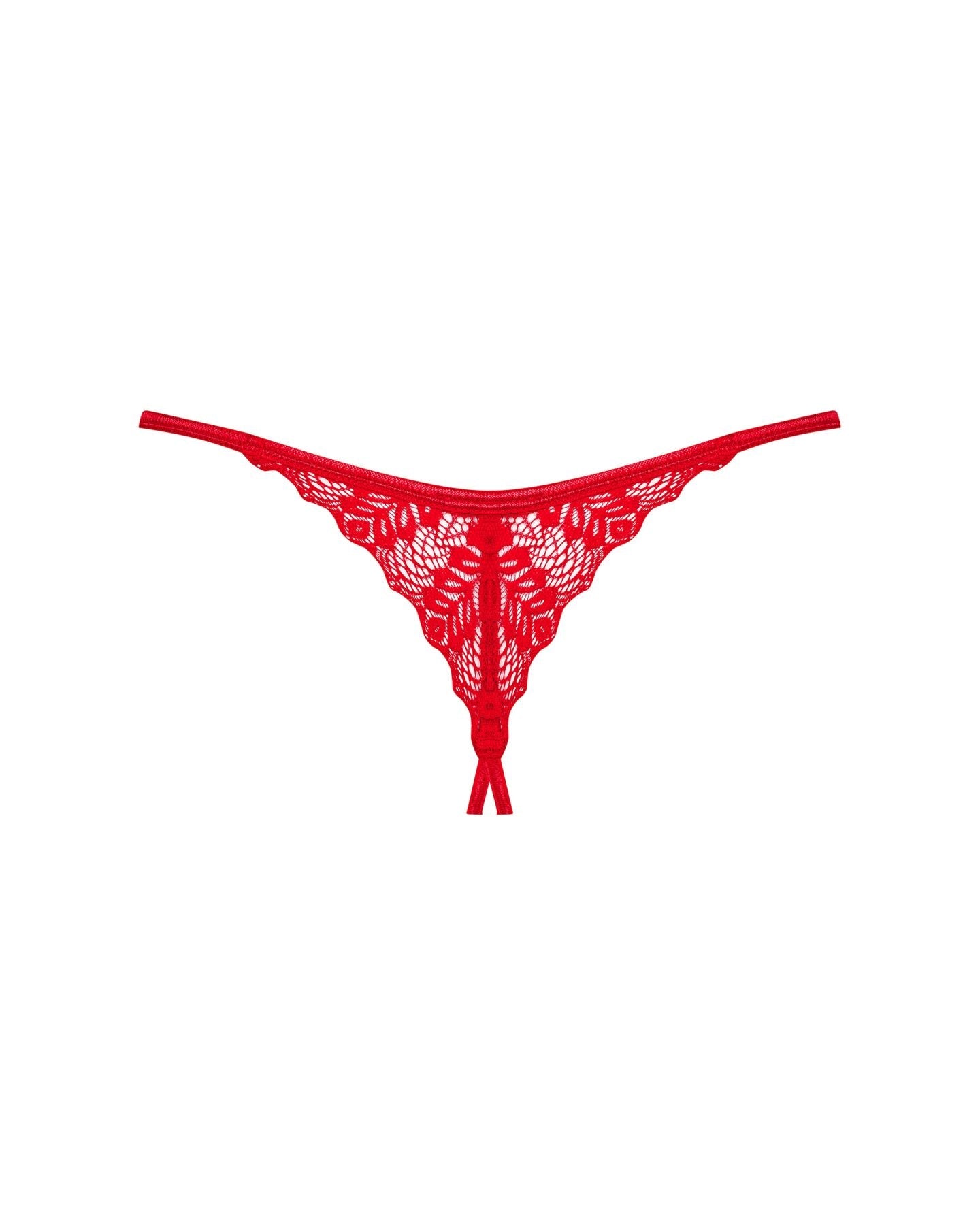 Трусики з доступом Obsessive Ingridia crotchless thong XS/S, червоні