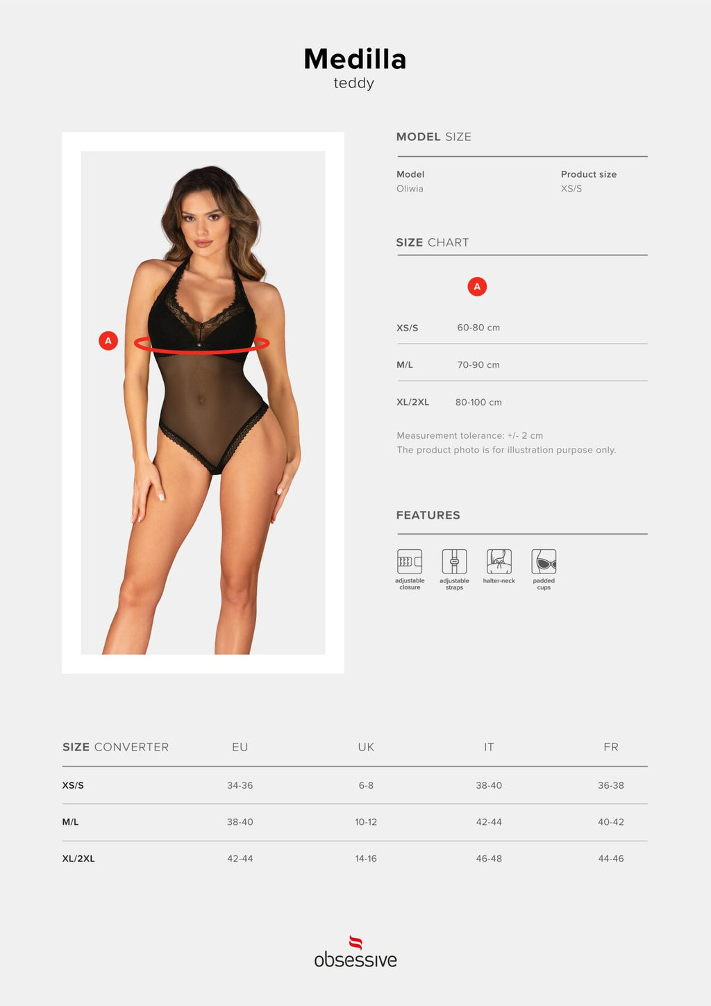 Obsessive (Польща) Боді Obsessive Medilla teddy XL/2XL
