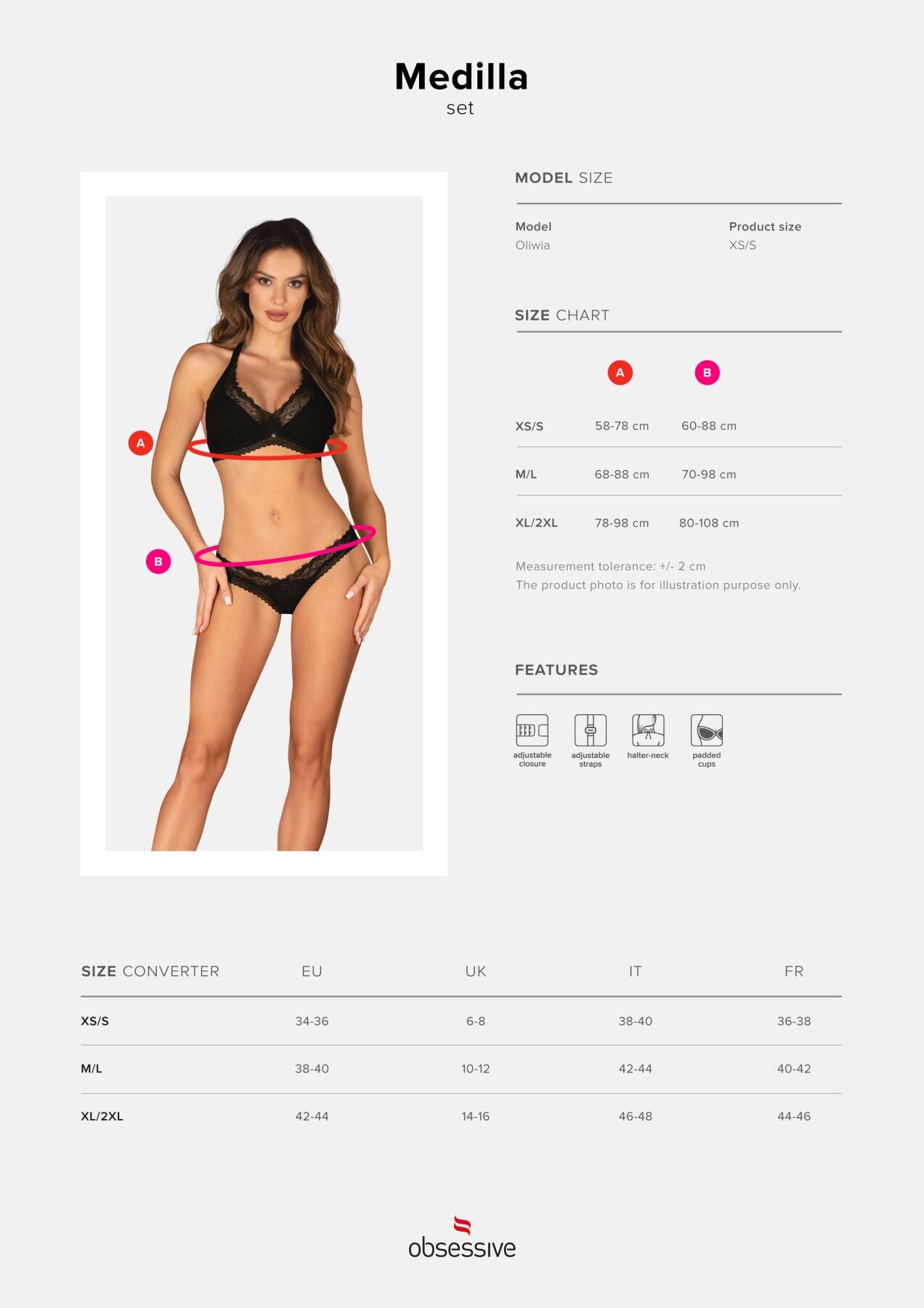 Obsessive (Польща) Комплект Obsessive Medilla 2-pcs set XS/S