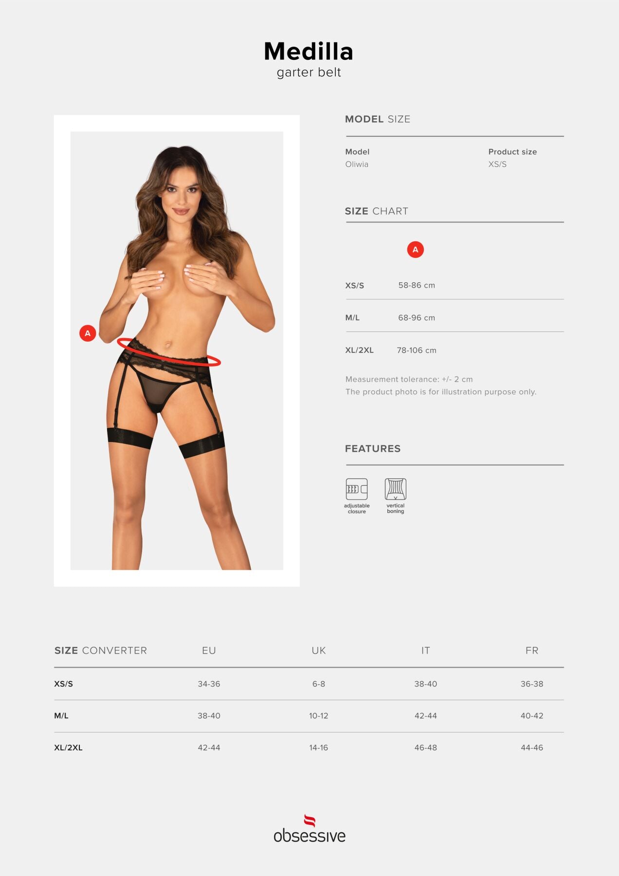 Obsessive (Польща) Пояс для панчіх Obsessive Medilla garter belt XS/S