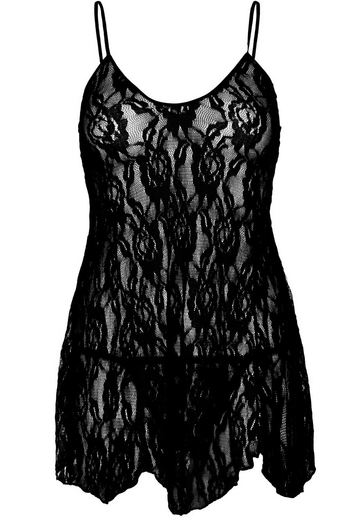 Leg Avenue (США) Сорочка бебі-дол Leg Avenue Rose Lace Flair Chemise Black, One Size