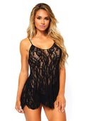 Leg Avenue (США) Сорочка бебі-дол Leg Avenue Rose Lace Flair Chemise Black, One Size