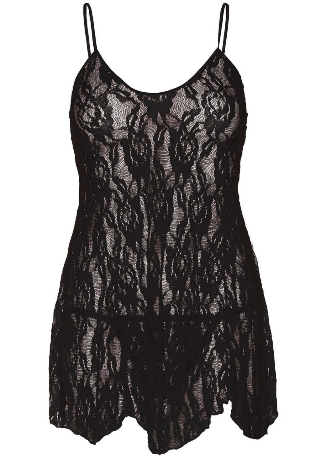 Leg Avenue (США) Сорочка бебі-дол Leg Avenue Rose Lace Flair Chemise Black, Queen Size