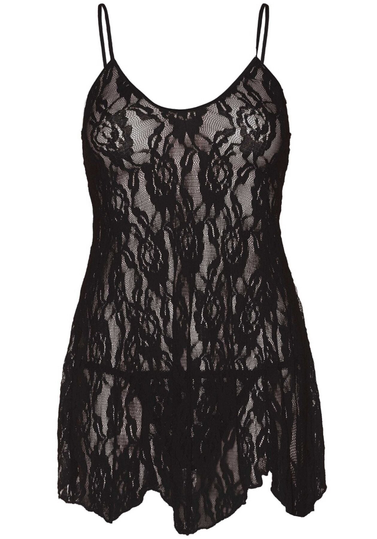 Leg Avenue (США) Сорочка бебі-дол Leg Avenue Rose Lace Flair Chemise Black, Queen Size