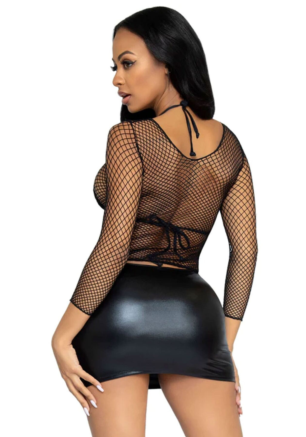 Leg Avenue (США) Сітчастий топ Leg Avenue Long Sleeves T-Shiets Black, One Size