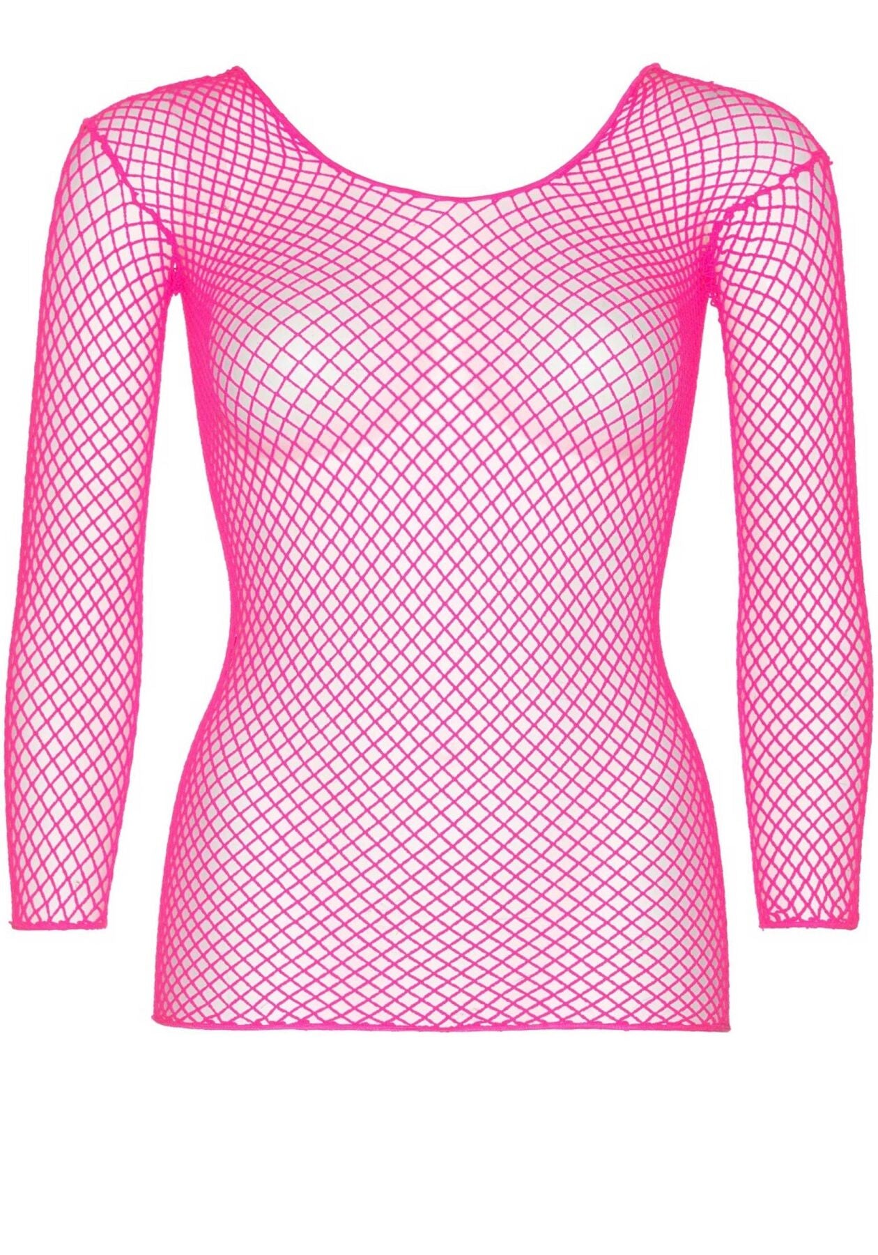 Leg Avenue (США) Сітчастий топ Leg Avenue Long Sleeves T-Shirts Neon Pink, One Size