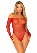 Leg Avenue (США) Сітчасте боді зі стразами Leg Avenue Crystalized fishnet bodysuit Red One Size