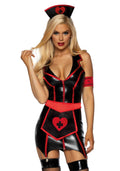 Leg Avenue (США) Вініловий костюм медсестри Leg Avenue Vinyl Naughty Nurse XL, сукня, фартух, повязки