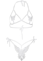 Еротичний комплект з відкритою чашкою Leg Avenue Open cup bra and pearl panty One Size